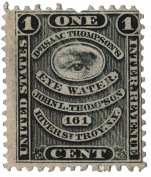 RS242d  - 1878-83 1c Proprietary Medicine Stamp - black, watermark 191R