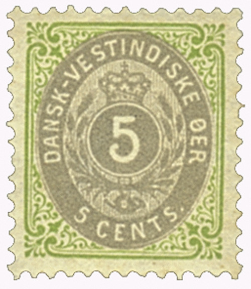 DWI19  - 1896-1901 5c Danish West Indies - green & gray