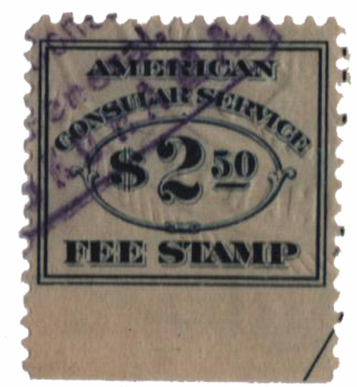 RK5  - 1906 $2.50 dk bl, fee stamp, perf 12