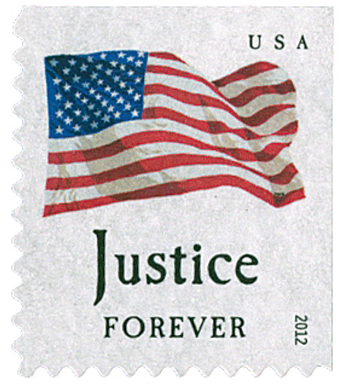4709  - 2012 First-Class Forever Stamp - Flag and "Justice" (Ashton Potter)