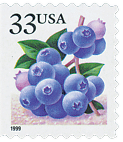 3298  - 1999 33c Blueberry, booklet single