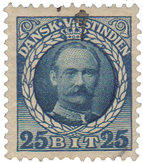 DWI47  - 1908 25b Danish West Indies - blue & dark blue