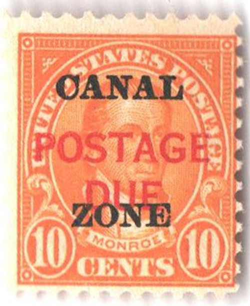 CZJ17  - 1925 10c Canal Zone Postage Due - overprint, type A, orange