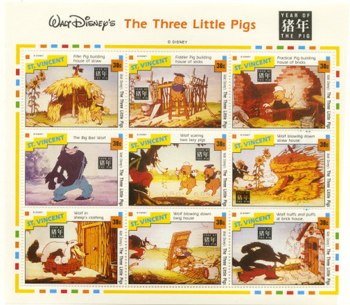 MDS454A  - St. Vincent Three Little Pigs 9/sheetlet