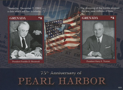 M11792  - 2016 World War II 75th Anniversary of Pearl Harbor, Mint, Souvenir Sheet, Grenada