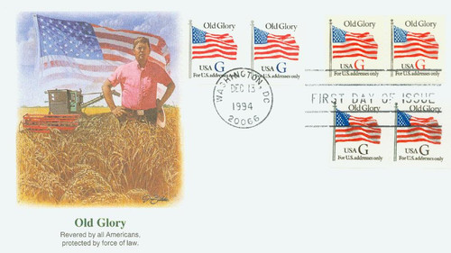 2889-2891  - 1994 32c G Old Glory Coil Stamps FDC