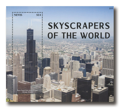 MFN375  - 2022 $14 Skyscrapers of the World: Sears Tower - Chicago, Illinois, Nevis