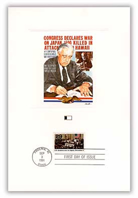 55913  - 1991 WWII-US Declares War-Japan 29c Proofcard