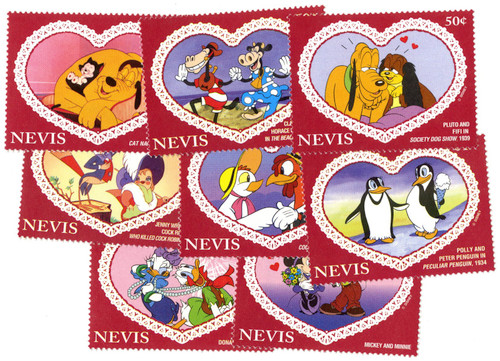 MDS402A  - Nevis 1995 Disney Valentines, 8 Stamps