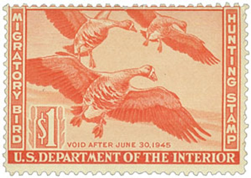 RW11  - 1944 $1.00 Federal Duck Stamp - White-Fronted Geese Duck Stamp