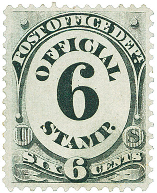 O50  - 1873 6c Black, Post Office Department, Hard Paper