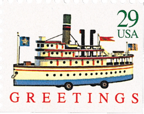 2718  - 1992 29c Contemporary Christmas: Riverboat, booklet single