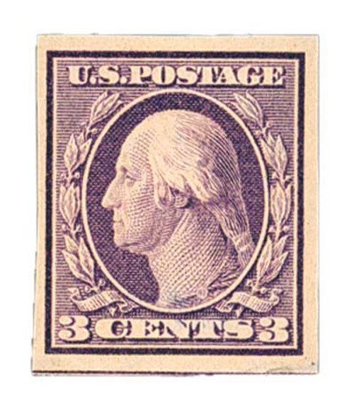 345  - 1909 3c Washington, deep violet, double line watermark, imperforate