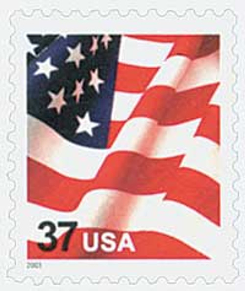 3629F  - 2003 37c Flag, 'USA' microprinted in top red stripe of flag