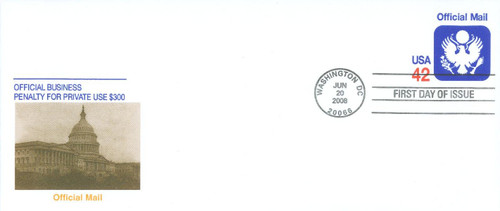 UO94  - 2008 42c Official Stamped Envelope