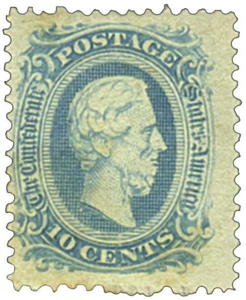 CSA11e  - 1863-64 10c Confederate States - Jefferson Davis - blue, officially perforated 12.5, no frame-line (Die A)