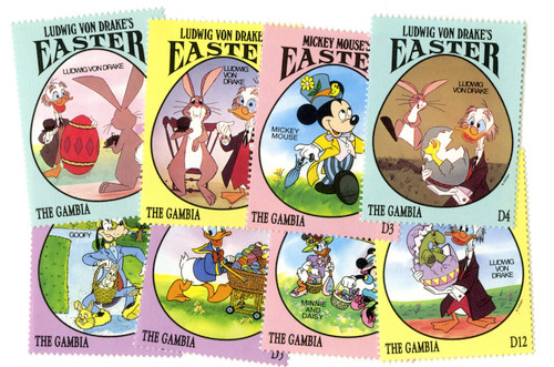 MDS285A  - 1994 Disney Celebrates Easter, Mint, Set of 8 Stamps, Gambia