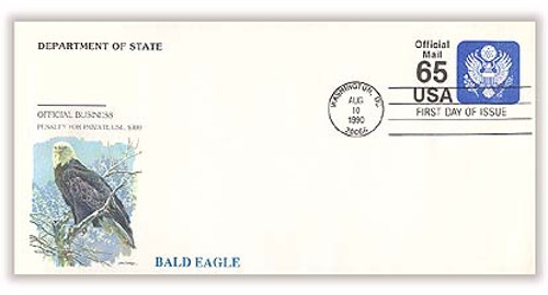 UO82  - 1990 65c Official Mail Self-Sealing Envelope