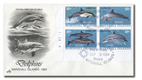 AC443  - 1984, #54-57, Marshall Islands, Dolphins