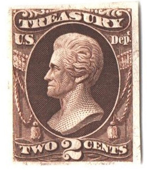 O73P3  - 1873 2c Official Mail Stamp - Treasury India paper, brown