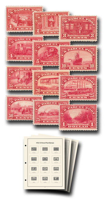 MUS047  - 1912-13 Q1-12 Parcel Post 12 Stamps with free pages