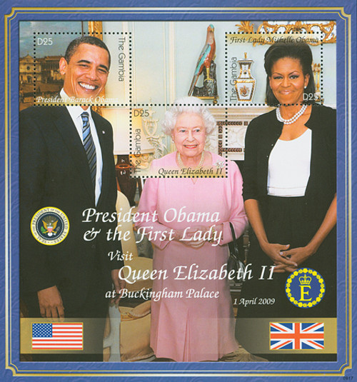 M10419  - 2009 Gambia Pres. Obama & Queen Sheet M