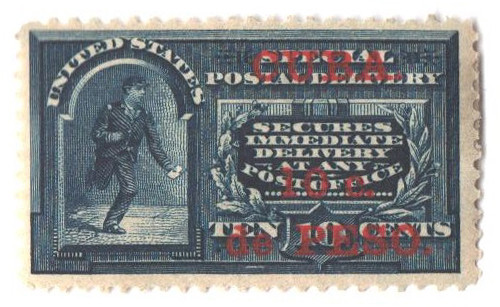 CUE1  - 1899 10c on 10c Cuba - Special Delivery, blue