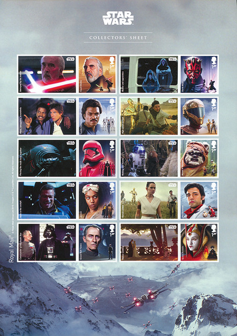 MFN040 - 2019 Star Wars Collectors Mint Sheet of 10 Stamps, Great Britain