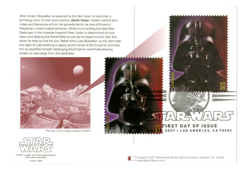 UX489x  - 2007 26c Star Wars-Vader w/stamps added