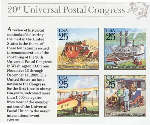 2438  - 1989 25c Traditional Mail Delivery, souvenir sheet