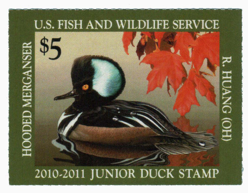 JDS18  - 2010 $5 State Hunting Permit - Hooded Merganser Junior Duck Sta