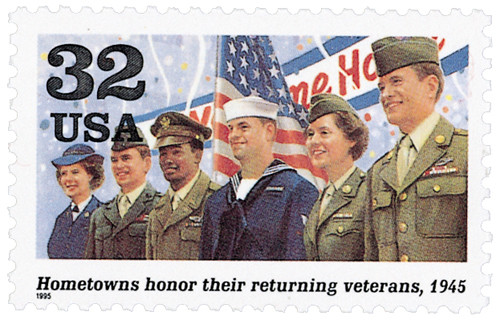 2981j  - 1995 32c World War II: Hometowns Honor Their Returning Veterans