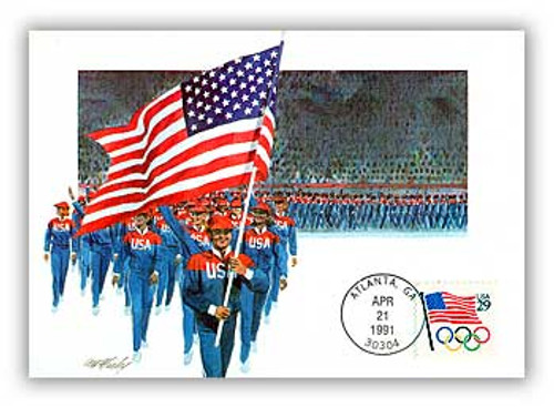 M91-21  - 1991 29c Flag with Olympic Rings