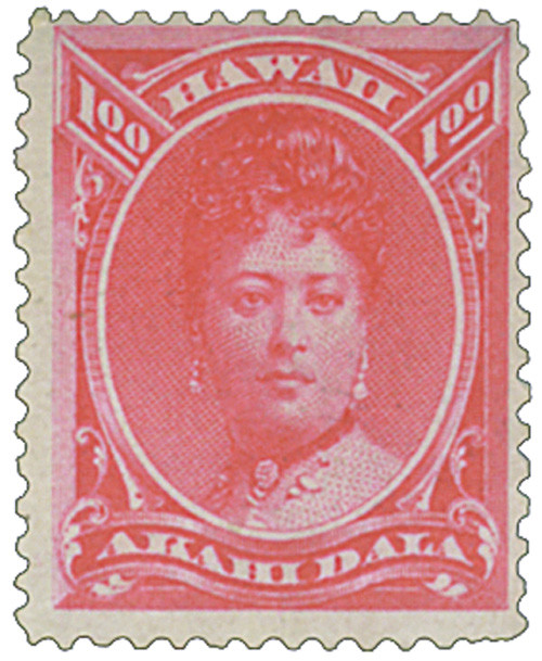 H49  - 1883-86 $1 Hawaii, rose red, perf 12, wove paper