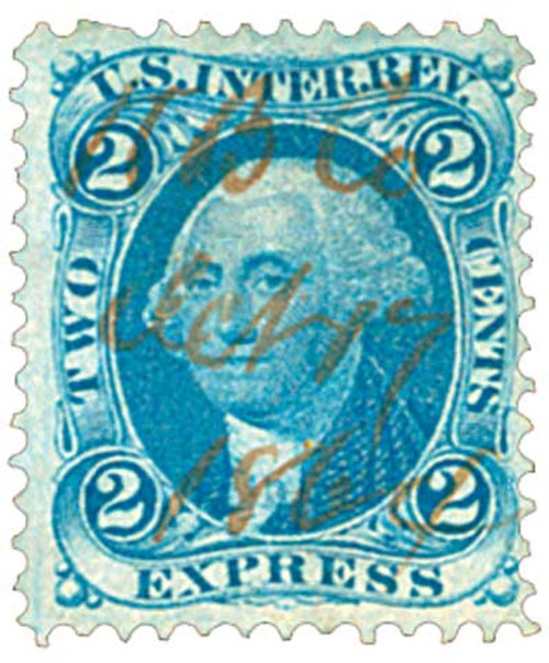 R9  - 1862-71 2c US Internal Revenue Stamp - Express, old paper, blue