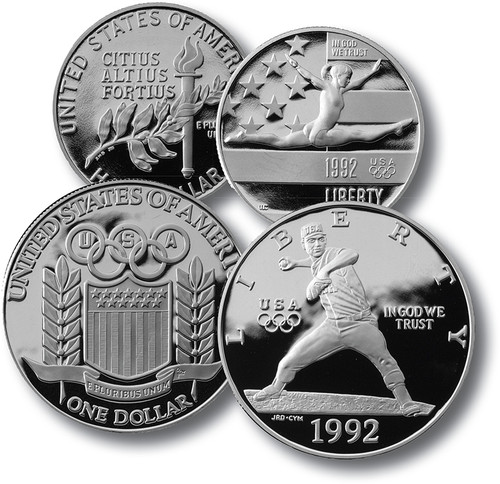 M12010  - 1992 Olympic Clad Half Dollar & Silver Dollar, Uncirculated