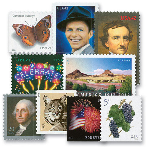 M12436  - 1934-2018 Used US Stamp Mix - Variety of Used 21st century stamps and 20th century airmails, 400 stamps