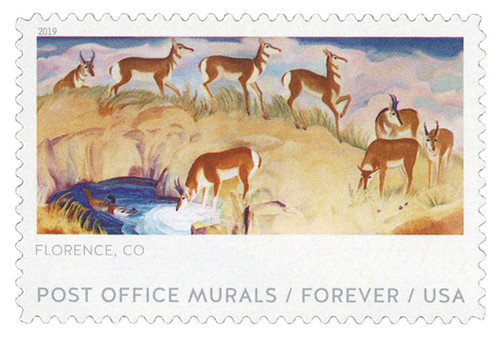 5373  - 2019 First-Class Forever Stamp - Post Office Murals: "Antelope"