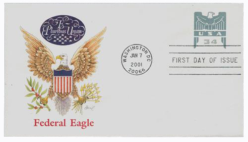 U646  - 2001 34c Federal Eagle 6-3/4 PSE FDC