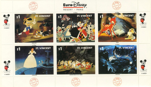 MDS449A  - St. Vincent 1992 Disney movies, 6 Stamps