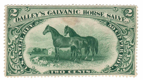 RS73d  - 1878-83  Dalley's Galvanic Horse Salve 2c green, watermark