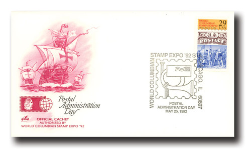 AC223  - 1992 World Columbian Stamp Expo Cover - 'Postal Administration Day' 5/25/1992