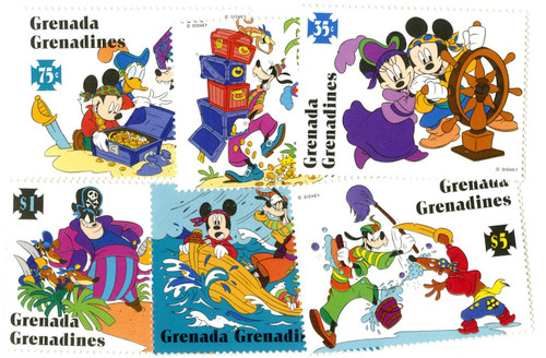 MDS350A  - 1995 Disney Friends on High Seas Adventure, Mint, Set of 6 Stamps, Grenada Grenadines