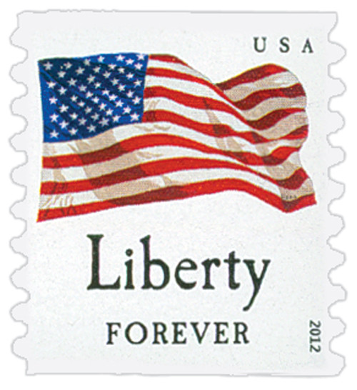 4632  - 2012 First-Class Forever Stamp - Flag and "Liberty" (Avery Dennison)