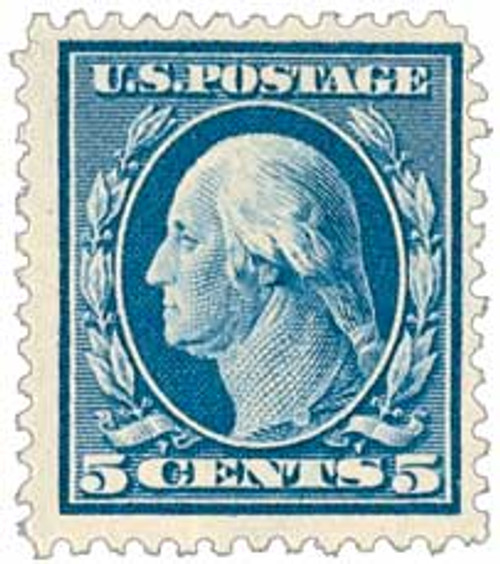 335  - 1908 5c Washington, blue, double line watermark