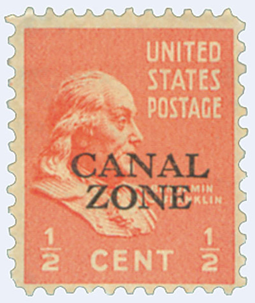 CZ118  - 1939 ½c Canal Zone - Franklin, red orange, black overprint, rotary