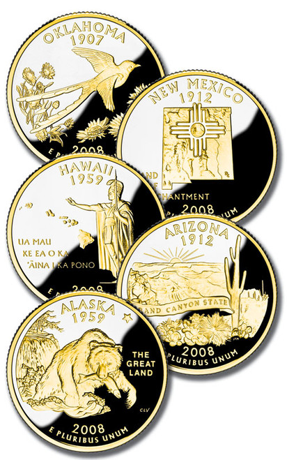 CNTT2008  - 2008 Two Toned U.S. State Quarters, Set of 5