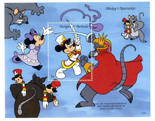 MDS235C  - 1993 Disney Friends Christmas, Mint Souvenir Sheet, Antigua-Barbuda