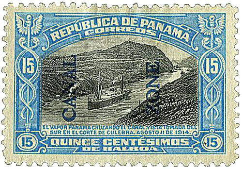 CZ50  - 1917 15c Canal Zone - S. S. Panama, overprint type II, bright blue & black