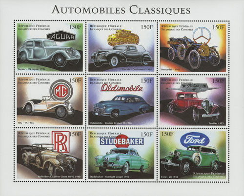 M11637  - 1998 Classic Automobiles Sheet of 9